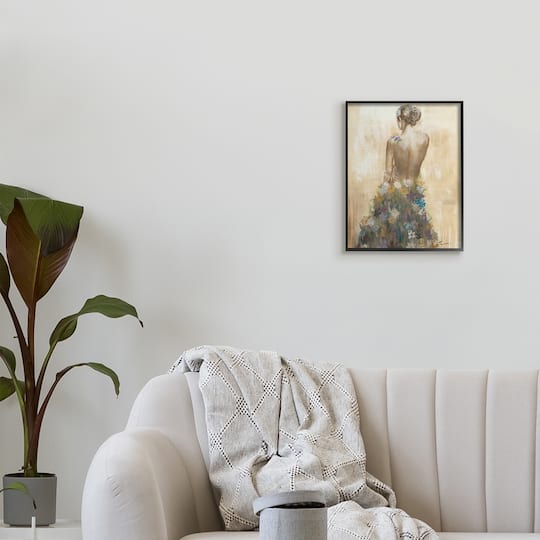Stupell Industries Nude Female Body Soft Tone Flower Dress in Frame Wall Art